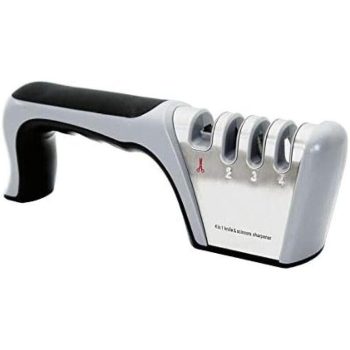 Késélező 4 az 1-ben, ergonomikus fogantyúval és csúszásmentes talppal, többszínű