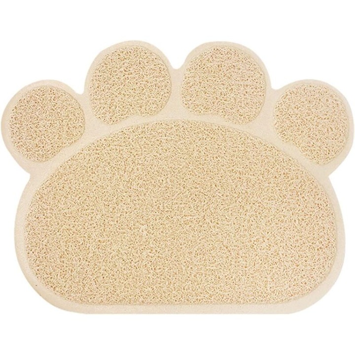 Covor pentru litiera, 40x30cm, bej, material PVC, impermeabil, usor de curatat
