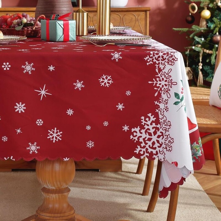 Fete de masa Craciun, design fulgi de zapada, 150x218cm, multicolor, set 1 bucata