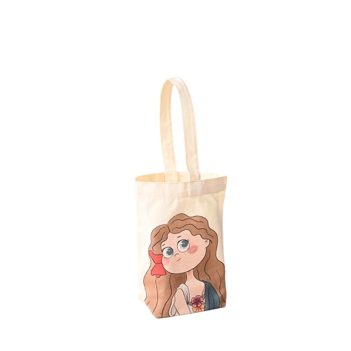 Vászon táska lányoknak, 21x24x10cm, színes design, közepes kapacitás