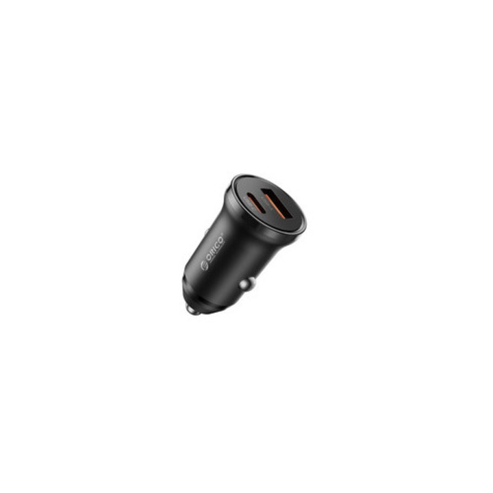 ORICO 65W autós töltő, USB-C és USB-A, gyorstöltés, kompakt, 12V-24V, kompatibilis iPhone 17 Pro Max, iPad, Samsung, tablet, MacBook - Fekete