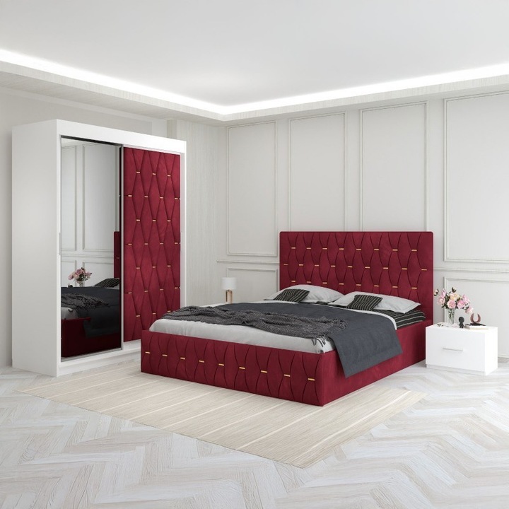 Dormitor ERIC VISINIU Cu Dulap Tapitat CELA MOB - 140X200