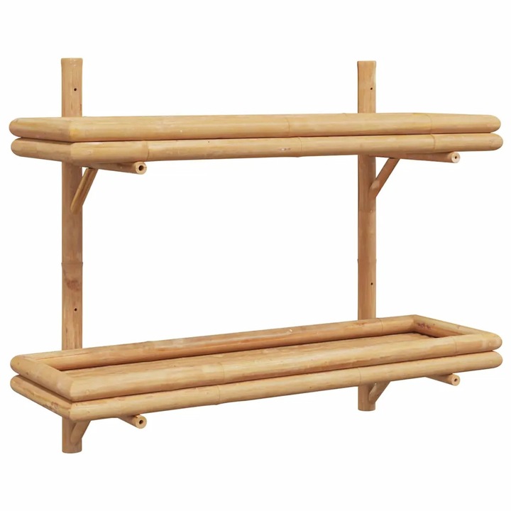 vidaXL Falpolc polcokkal tárolóval Barna 39 x 26 x 60 cm bambusz 4107161
