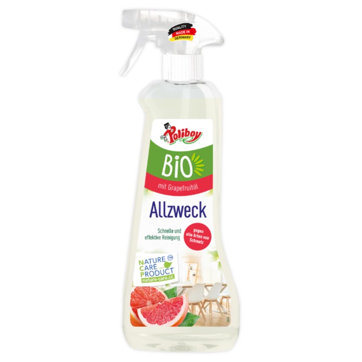 Pachet 6 x Soluție curățare universală spray Poliboy 500 ml, aromă de grepfrut, fabricat în Germania, ecologic