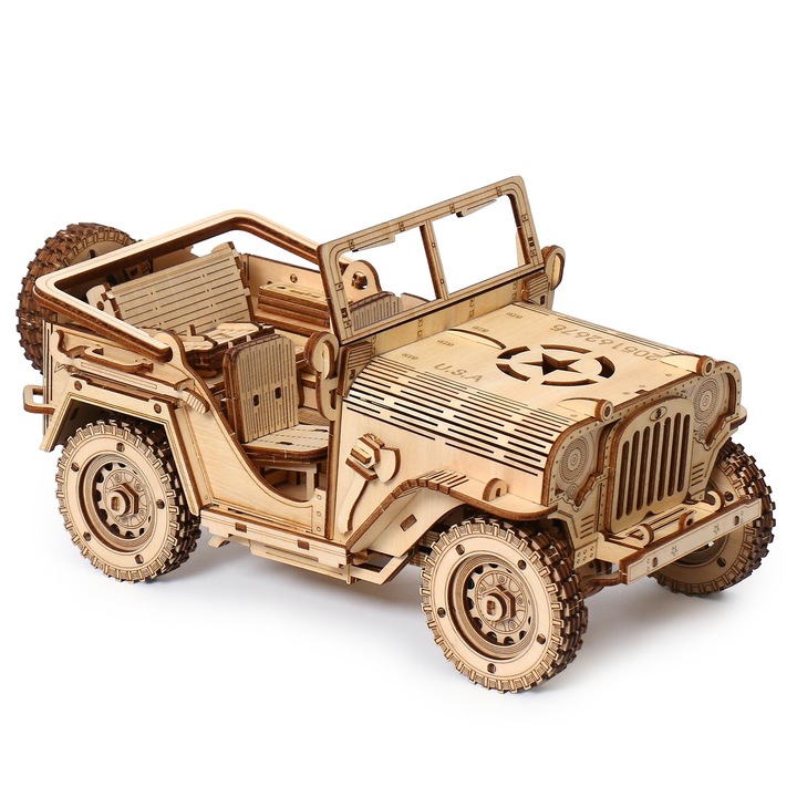 3D дървен пъзел Jeep, 395 части, размери 27x14x14см