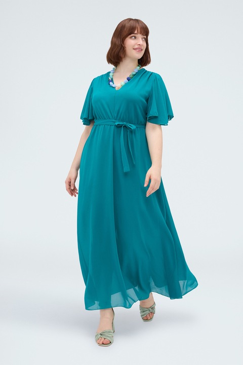 Fiorella Rubino, Rochie maxi cu decolteu in V, Albastru deschis