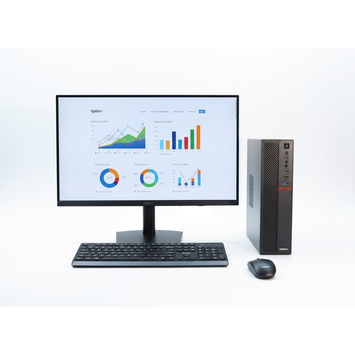 Pachet Calculator OptimX T5 SFF S9100, Monitor 24" Full HD IPS, Intel i3 4.2GHz, 8GB DDR4, SSD 256GB, Kit Tastatură și Mouse USB, Windows 11 Pro