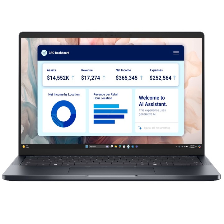 Laptop Dell Pro 14, 14" Full HD+, Intel® Core™ Ultra 5 236V pana la 4.7 GHz, 16 GB RAM LPDDR5x, 512 GB SSD, Intel Arc Graphics, Windows 11 Pro, Grey 512 GB