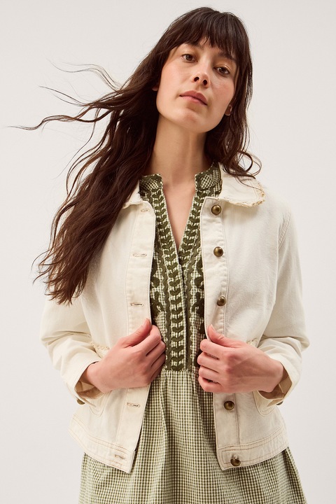 MONSOON, Jacheta de denim cu buzunare laterale, Crem