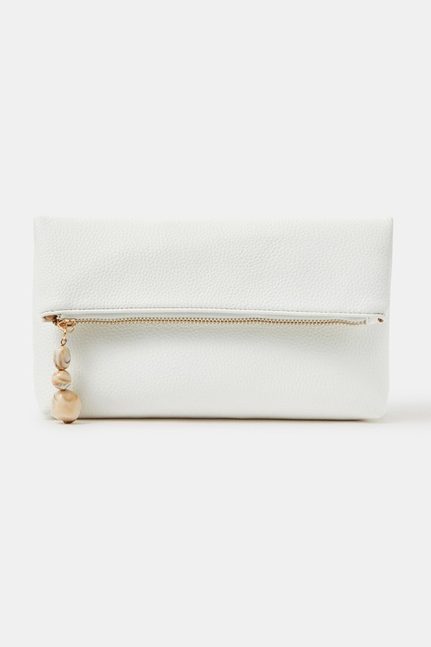 Accessorize London, Geanta plic pliabila de piele ecologica, Alb