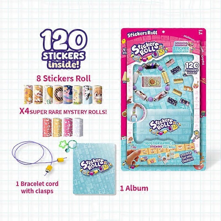 Set de stickere decorative cu 120 stickere, bratari de stickere purtabile, 1000+ stickere colectabile, albastru