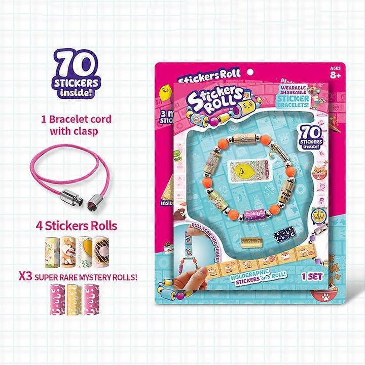 Set de stickere decorative cu 120 stickere, bratari de stickere purtabile, peste 1000 stickere colectabile, albastru