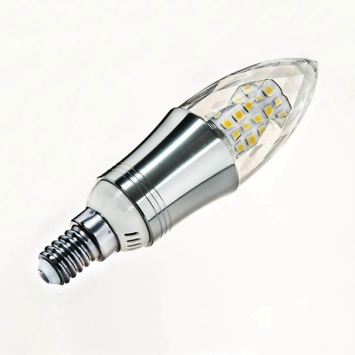 Set 4 becuri LED E14 12W, echivalent 100W, alb cald, 1350 lumeni, non-dimmabile