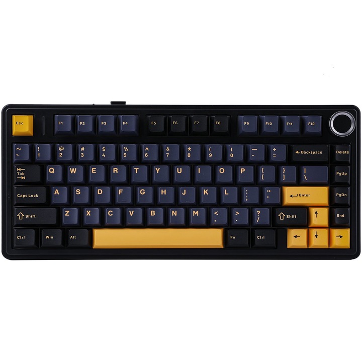 Безжична механична геймърска клавиатура AULA F75, Tri-Mode, Hot-swappable, превключватели LEOBOG Reaper, RGB, US layer 75%, 4000mAh, черна, macOs/Windows/Linux