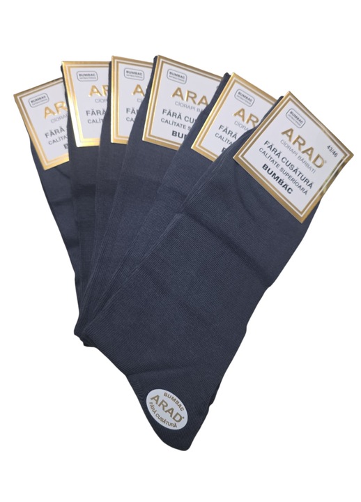 Sosete Barbati ARAD Set 6 Piese Bumbac 100%, Gri, Marimea 43-46