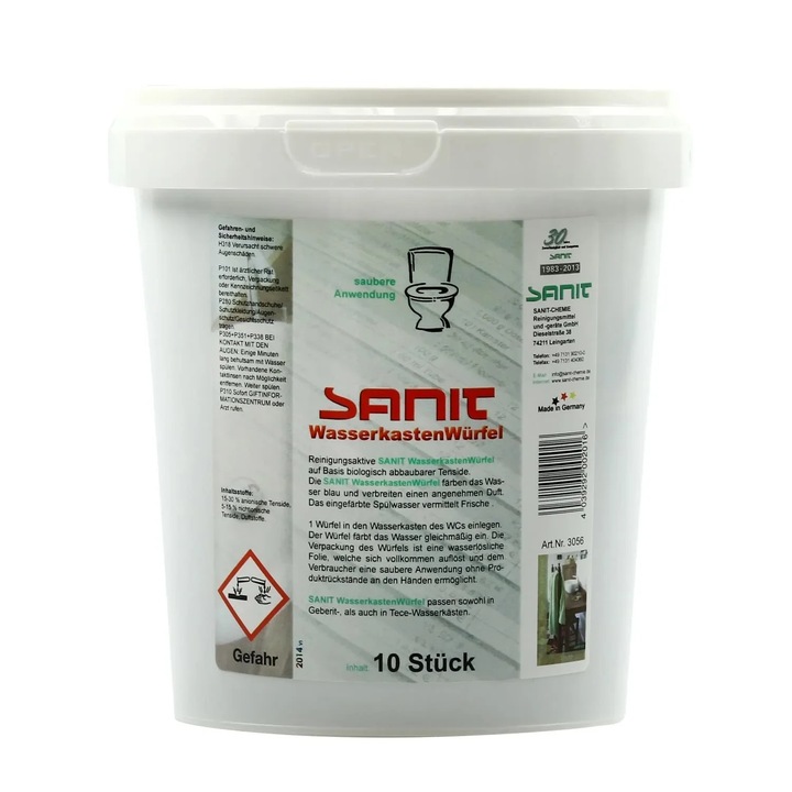 Cuburi curățare vas WC 10 buc, Sanit, igienizare intensiva, prevenire calcar, parfum proaspat