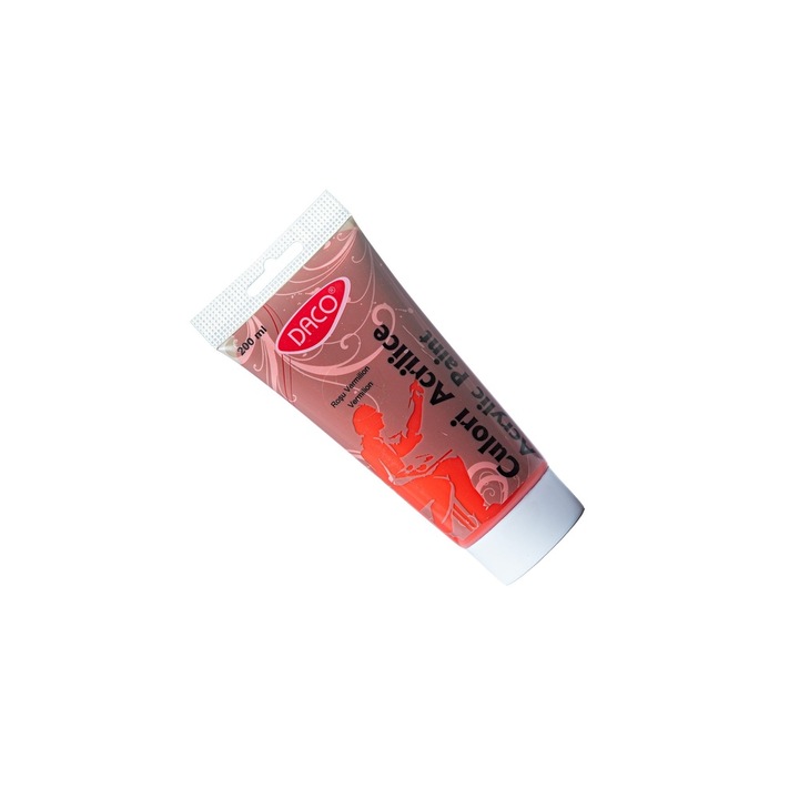 Vopsea Acrilica Rosu Vermillion, Tub 200 ml pentru Artisti si Pasionati DACO sku28