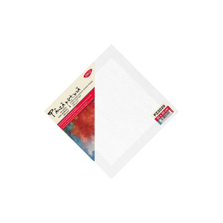 Panza de pictura pe sasiu, 20x20 cm, 100% bumbac, grunduita, pentru acuarela, ulei si acrilic DACO sku11