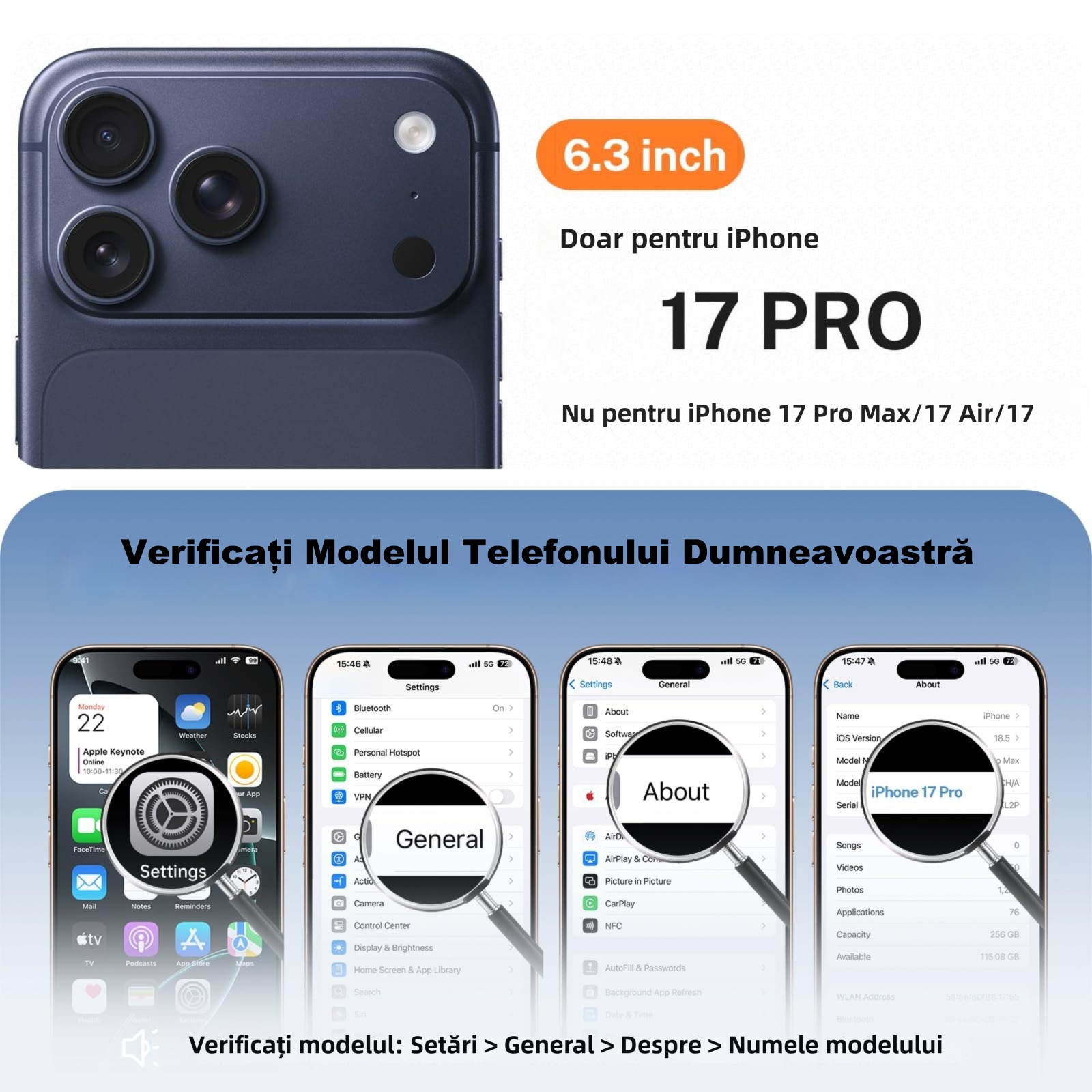 Husa MagSafe pentru iPhone 17 Pro, MOGU, Suport cu inel Magnetic 360, Buton de Control al Camerei, compatibila cu incarcarea wireless, TPU, Transparent, 6 "3"