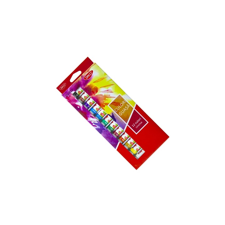 Set culori guasa, 12 culori vibrante, 12 ml/tub DACO sku28