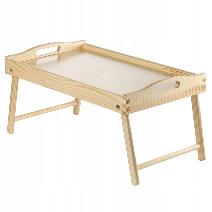 Tavă de mic dejun cu picioare rabatabile, lemn, 50x30cm, pentru pat și canapea