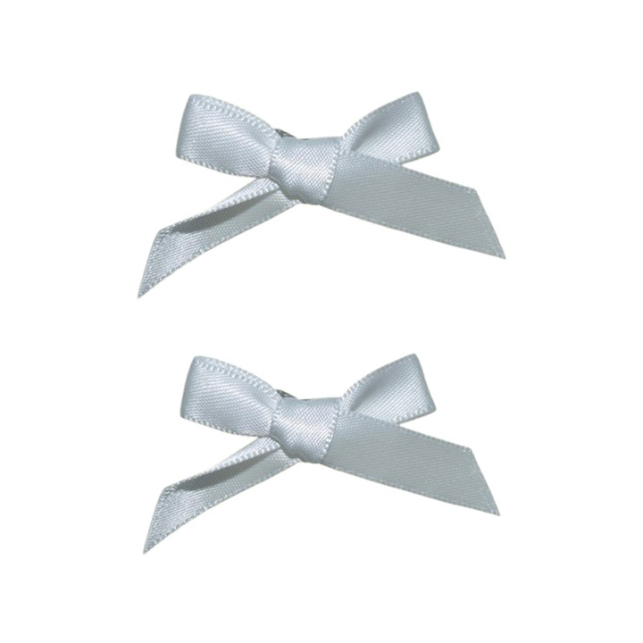 Set 2 fundite de par cu agrafa, din satin, 5 cm, Mini Junior AF2204, Alb