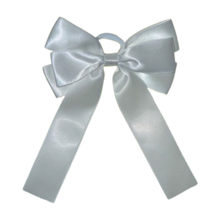 Hajgumi, szatén masnival, 10 cm, Mini Junior E2204A2, Fehér