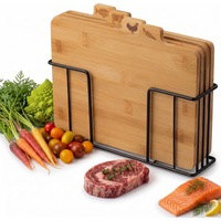 Set 4 Tocatoare Din Lemn De Bambus Cu Suport Metalic Aurov®, Multifunctionale si Rezistente La Umiditate, Design Modern, Dimensiune 29x6,5x19 cm, Maro