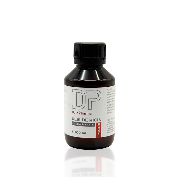 Ulei de ricin cu vitamina A si E, 100 ml, Dotz Pharma, hidratare intensa, regenerare păr și piele