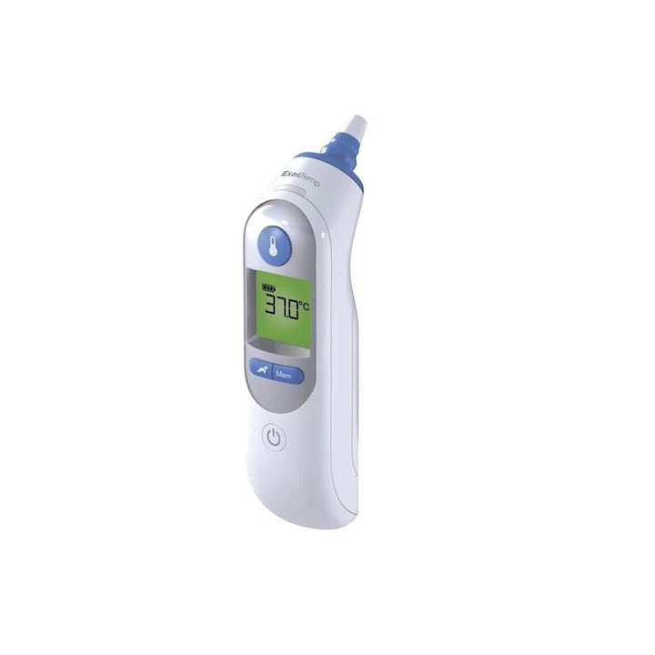 Termometru auricular infrarosu pentru copii, afisaj LCD, indicator de febra, igienic si sigur
