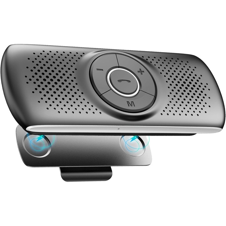 Difuzor auto Bluetooth Agptek, 3W, suport Siri și Google Assistant, negru, clip parasolar, autonomie 16h