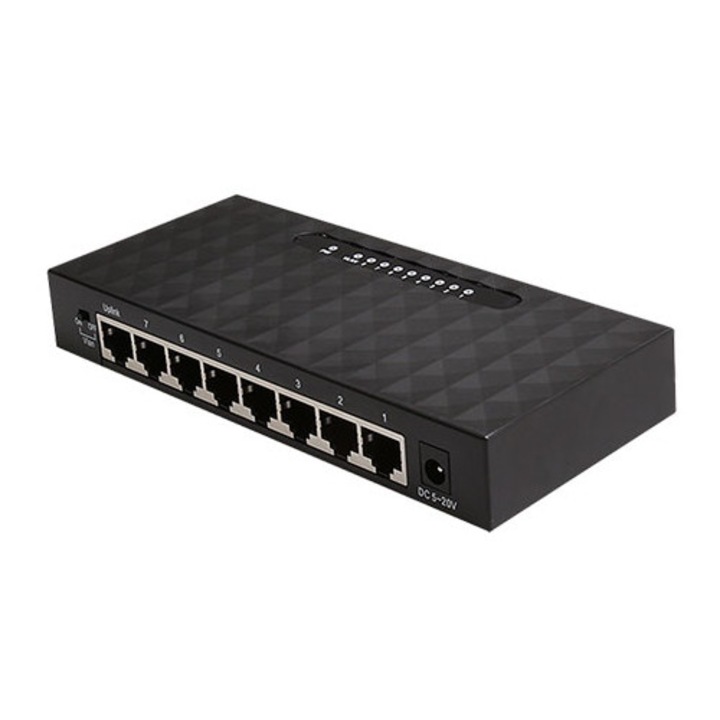 Switch mini Alien, 8 portos Gigabit, 10/100/1000 Mbps, kompakt doboz