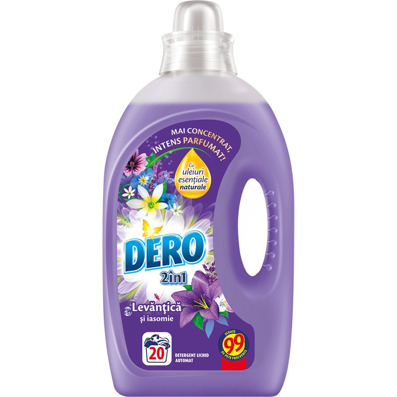 Detergent Lichid pentru Rufe, DERO, 2in1 Lavanda Iasomie, 1 L, 20 ...