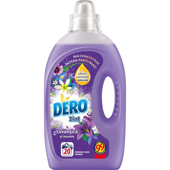 Detergent Lichid pentru Rufe, DERO, 2in1 Lavanda Iasomie, 1 L, 20 Spalari