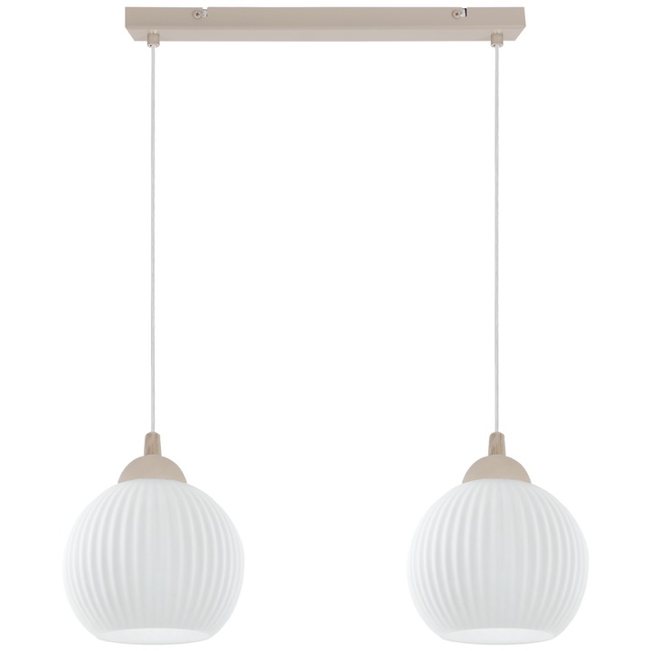 Lampa suspendata Riffle cashmir cu 2 globuri albe 14 cm, 2 becuri E27, pendul modern pentru interior Light Home LH
