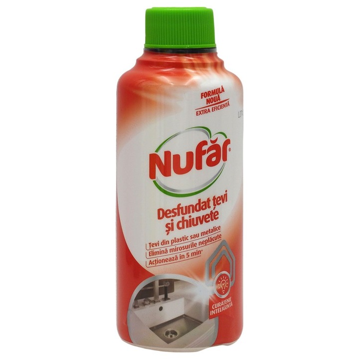 Lefolyó- és mosogatótisztító oldat, NUFAR, 56650, 375 ml
