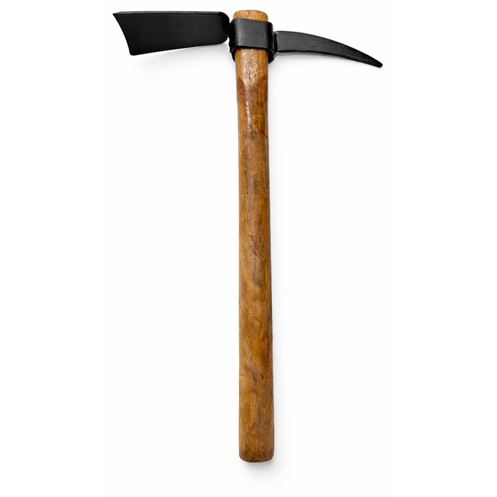 Sapa de gradina 2 in 1, Doua capete (lama + varf), Coada lemn, Ideala pentru sapat, afanat si plivit, 35cm, Negru