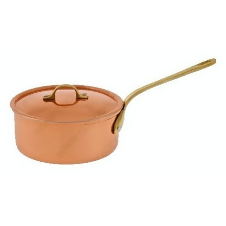 Cratita din Cupru Ø22cm cu Capac si Maner din Bronz