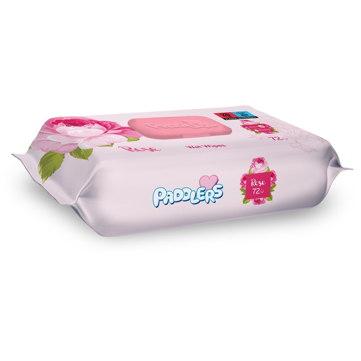 Servetele umede Paddlers, set 72 bucati, trandafir
