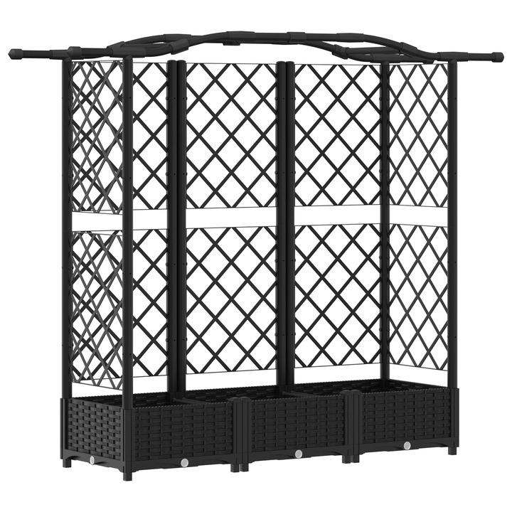 Pat Ridicat cu Trellis si Acoperis Negru 163 x 40 x 126 cm PP