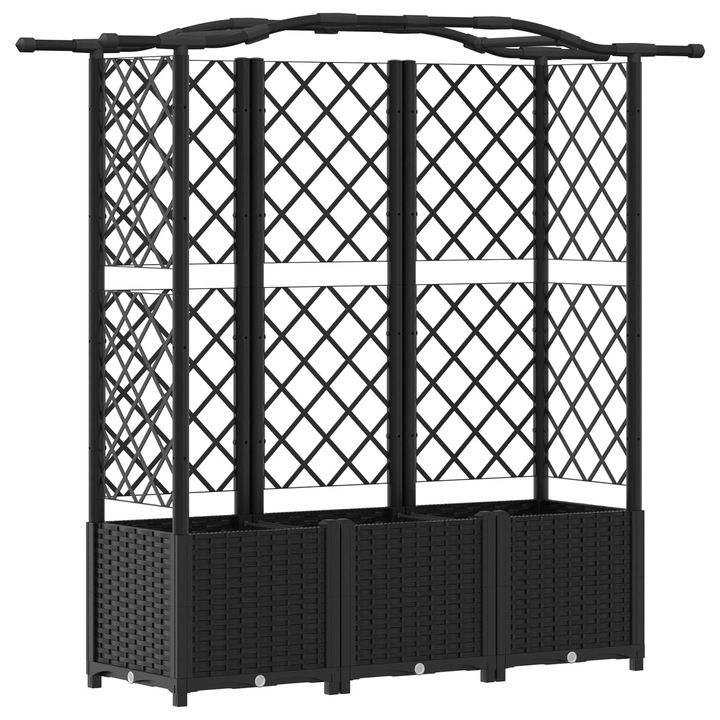 Pat Ridicat cu Trellis si Acoperis Negru 163 x 40 x 141 cm PP