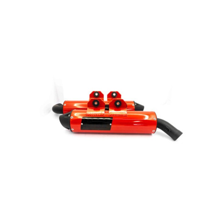 Toba sport dual full HMF, finisaj Red Blackout, set complet pentru Polaris Sportsman/Scrambler XP 1000 S