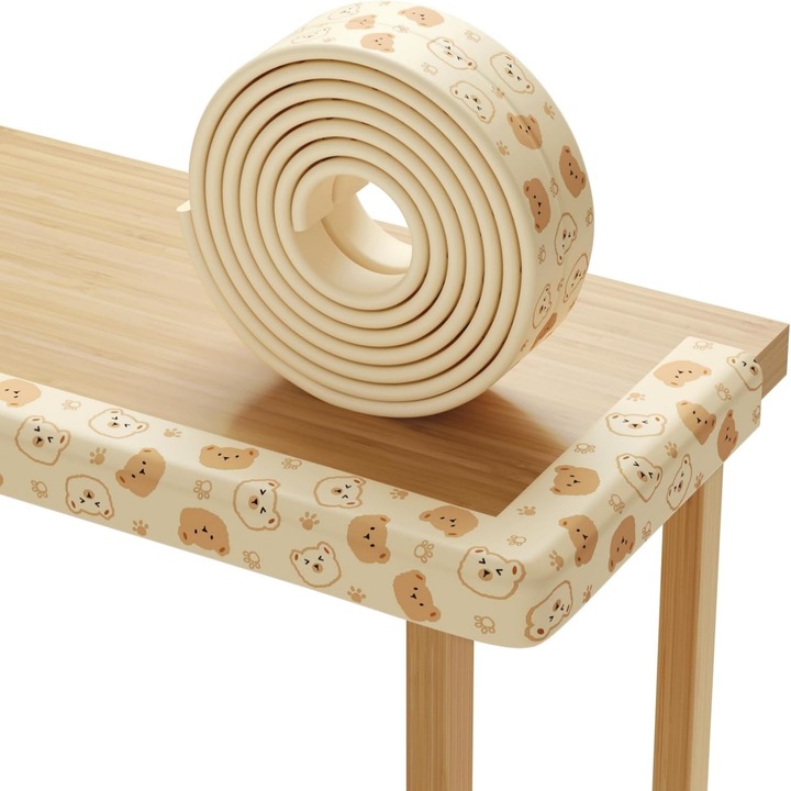 Protectie colturi mobilier, 2m, bej, set, fara miros, autoadeziva