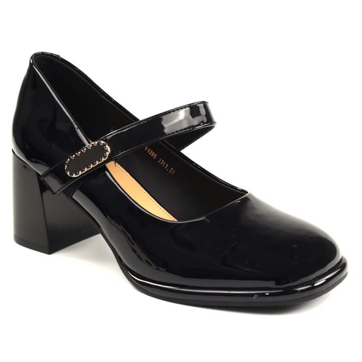 Pantofi dama piele naturala 91295, Negru