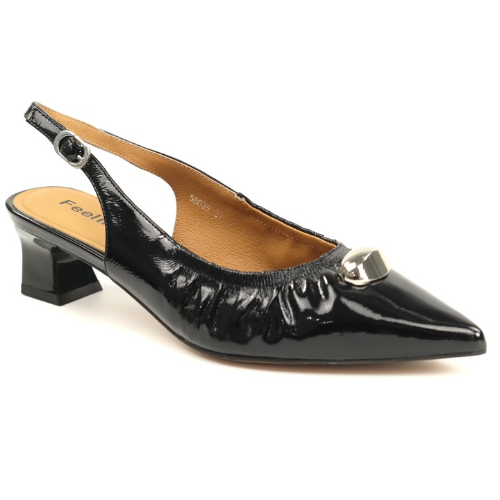 Pantofi dama piele naturala 58038, Negru