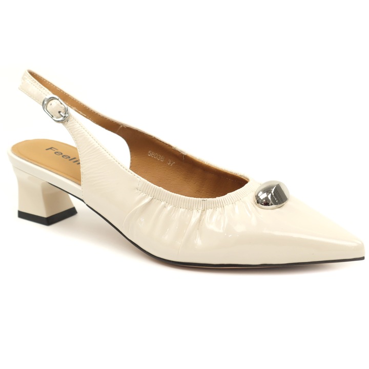 Pantofi dama piele naturala 58038, Alb