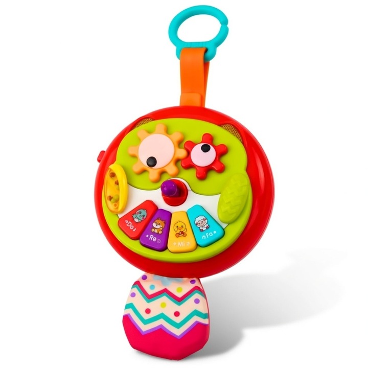 Jucarie Interactiva pentru Bebelusi Tip Bufnita Agatatoare, Jucarie Senzoriala cu Sunete si Elemente Tactile, Jucarie pentru Carucior si Patut, Stimulare Simturi si Joaca Activa, Jucarie Educativa 0-12 luni