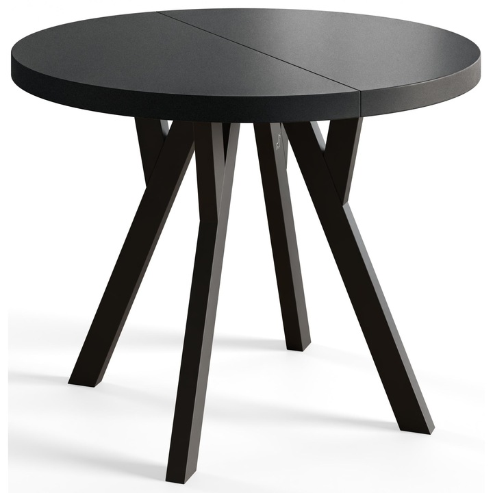 Masa Extensibila Reglabila, Alpi Meble, Ovo, 100-200 cm, Negru, Masa Bucatarie, Masa Bucatarie Extensibila