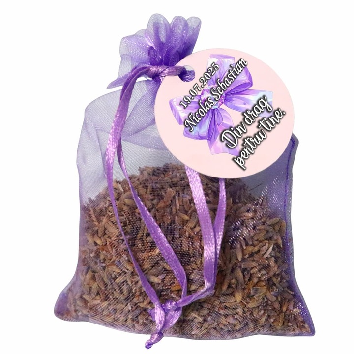 Marturie botez lavanda saculet organza mov, MLB003