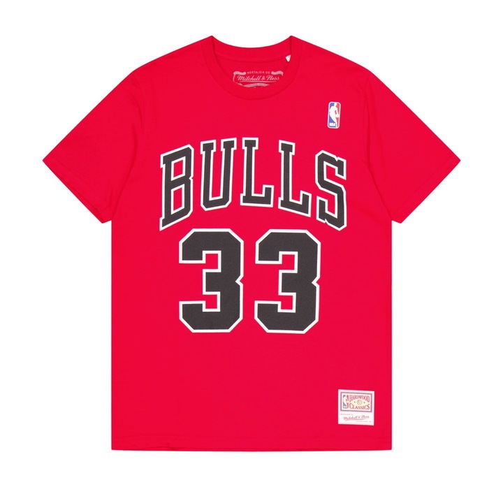 Férfi sport póló, Mitchell & Ness, Chicago Bulls, Scottie Pippen, piros, 100% pamut, M INTL